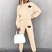 Women's Casual Fashion Vacation Set Thick Sweatshirt And Sweatpants Autumn And Winter Pockets Print 0019_ecoleips.com