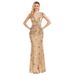 Women's Clothing New Sequined Champagne Evening Dress Female Banquet Sexy Temperament Slim Fishtail Skirt Long Toast Dress_ecoleips.com