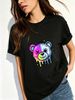 Women Crew Neck Short Sleeve T Shirt Drip Split Bear Graphic Tee Harajuku Punk Grunge Y2K Loose Casual Streetwear Summer Tops_ecoleips.com