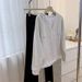 real Shot Two-piece Drawstring V-neck Hooded Sweatshirt For Women, Plus Size, Loose Fit, Korean Style_ecoleips.com