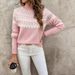 "Nordic Fair Isle Knit Sweater – Women's Thick Acrylic Winter Pullover (Navy/Red/Gray, S-5XL, Snowflake & Reindeer Jacquard)"_ecoleips.com