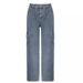 "Men's Distressed With Rolled Hem Pocket Details Relaxed Straight Fit, Washed Vintage Style Streetwear Fashion Polyester Blend Stretch"_ecoleips.com