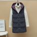 Reversible Hooded Puffer Vest For Women - Lightweight Quilted Long Sleeveless Jacket With Zipper, Warm Winter Layering Piece In Solid Colors_ecoleips.com