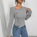Voya Women's Mature T-shirt With Intellectual Style, Elegant Slim Fit, Long Sleeved Short Top_ecoleips.com