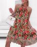 Women's Clothing Leopard Print Flower Sleeveless Pleated Dress_ecoleips.com