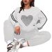 Women's Oversized Sweater Fabric Two Piece Set European American Style Heart Print Fleece Lined Casual 250g 9019 Print_ecoleips.com