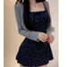 Blue Floral Print Halter Dress Women's Spring 2025 New Small Size Beach Vacation High Waist Short Skirt Commute Style Soft Fa..._ecoleips.com