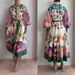 Voya Women's Casual Elegant Printed V-neck Lace Up Waist Dress, Vacation Travel Dress_ecoleips.com