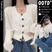 Women's Square Neck Knit Cardigan Thin Long Sleeve Open Front Sweater Casual Short Top Trendy Fashion_ecoleips.com