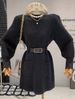 Chic Two-Tone Knit Dress With Free Belt – Oversized Fit Boho Tunic (Black/White/Red, One Size)_ecoleips.com