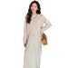 Autumn New Korean Fashion Design Sense Tie Mid-Length Knitted Maternity Dress_ecoleips.com