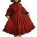 Elegant Milk Tea Bow Dress With Puff Sleeves, A-Line Long Maxi Dress With Ruffle Hem, Vintage Inspired Princess Style_ecoleips.com