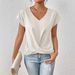 Women's Clothing Solid Color V Neck T Shirt Elegant Short Sleeved Top Spring And Summer_ecoleips.com