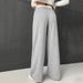 Voya 2026 European American Women's New Casual Straight-leg Pants With Drawstring Waist, Contrasting Colors,Oversized Slimming Loose Pants_ecoleips.com