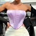 Aria Basics Aria Basics Cross-Border Glossy Tube Rhombus Crop Top Backless European And American Fishbone Waist Cincher Chest Wrap_ecoleips.com