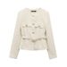 Export Order! New Spring/summer European And American Style Women's Fashion Casual Textured Blazer With Belt 2409113_ecoleips.com
