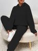 In-stock European American Cross-border 2025 Autumn Winter Solid Color Women's Two-piece Set: Hooded Long-sleeve Top_ecoleips.com