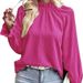 Women's Solid Color Ruffled Collar Loose Fit Chiffon Blouse – French Style Long Sleeve Top For Spring Summer_ecoleips.com