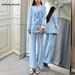 High-End Socialite Lady Suit For Women 2025 Spring Autumn New Style With Rhinestones And Feather Flared Trousers_ecoleips.com