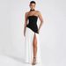Women New Arrival Solid Maxi Dress Bandeau Neck Backless High Side Slit High Waist Sexy Elegant Party Evening Long Dress_ecoleips.com