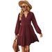 Aria Basics Aria Basics 2023 European American Cross-border Foreign Trade Autumn And Winter New Solid Color V-neck Loose Pleated_ecoleips.com
