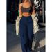 Women's Clothing Trendy Wide Leg Trousers Casual Workwear Loose Fit American Style_ecoleips.com