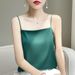 2025 Spring Summer Silk Satin Women New Short Slim Off-Shoulder Sleeveless Elegant Inner Wear Top Camisole_ecoleips.com