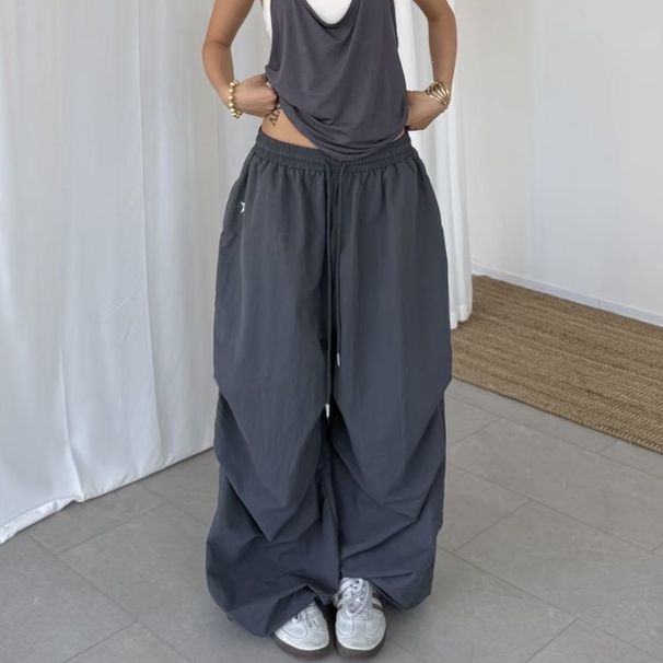 Women's High-Waisted Wide Leg Pants Retro Jazz Style Loose Fitting Draped Hip Hop Cargo Casual Trousers_ecoleips.com