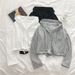 cotton Spring And Autumn Korean Style New Casual Hooded Drawstring Short Thin Long-sleeve T-shirt_ecoleips.com