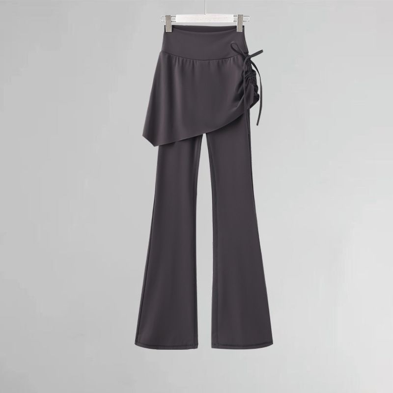 Women's Clothing Yoga Pants High Waist Slim Flared Fitness Pants New Style Side Drawstring Hip Covering Training Sports Pants_ecoleips.com