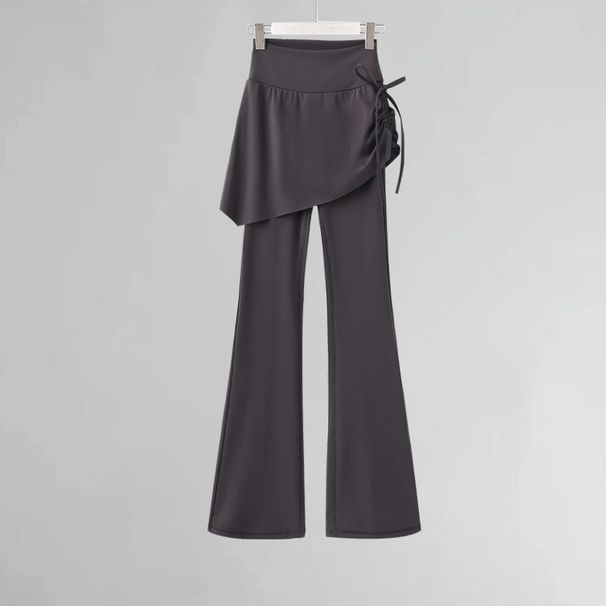 Women's Clothing Yoga Pants High Waist Slim Flared Fitness Pants New Style Side Drawstring Hip Covering Training Sports Pants_ecoleips.com