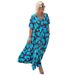 Summer Fashion Women's V-Neck Printed Short-Sleeved Loose Casual Dress_ecoleips.com