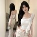 Purely Alluring Irregular Ruffle One-Shoulder Camisole For Women, New Summer Design With Three-Dimensional Floral_ecoleips.com