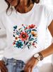 European American Cross-border Foreign Trade Women's Floral And Plant Print Round-neck Printed Short-sleeve T-shirt Top_ecoleips.com