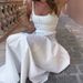 Women's Clothing White Spaghetti Strap Dress Ruched Long Cotton Dress Summer New_ecoleips.com
