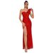 Elegant One-Shoulder Slit Evening Dress With Glitter Detail – Perfect For Parties & Special Occasions – Available In XS/S/M/L_ecoleips.com