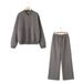 Women's Clothing Zippered Bomber Jacket Sweatshirt Loose High Waist Flannel Pants_ecoleips.com