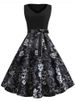 Women Vintage Dresses Floral Print Party Black Elegant Female Retro Tank Sleeveless Sexy Plus Size Sundress_ecoleips.com