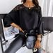 K New Long Sleeve Lace Lace Shirt Solid Color Commuter Top Round Neck. No Necklaces Or Other Accessories_ecoleips.com