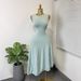 Women's French Style Sleeveless Knit Dress Water Ripple Pattern Bodycon Long Skirt Summer Style Slanted Neck Cool Silk Irregular A-Line Skirt_ecoleips.com