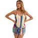 In Stock-51195#European And American Style Casual Chiffon Camisole Women's New Fashion Striped Sleeveless V-neck Top_ecoleips.com