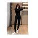 High End Fashion Women's Casual Sportswear Set Korean Style Slim Fit Chic Black Two Piece Autumn Clothing_ecoleips.com