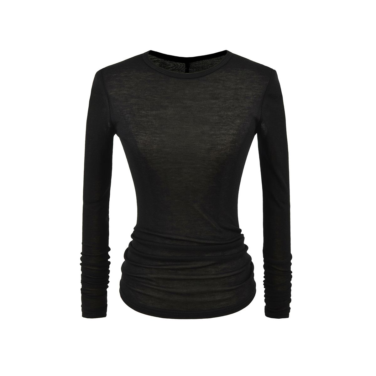 ng2510292 Tencel Wool Long Sleeve T-Shirt For Women, 2025 Autumn New Style, Pure Desire Hot Girl Small Round Neck Slim Fit Base_ecoleips.com