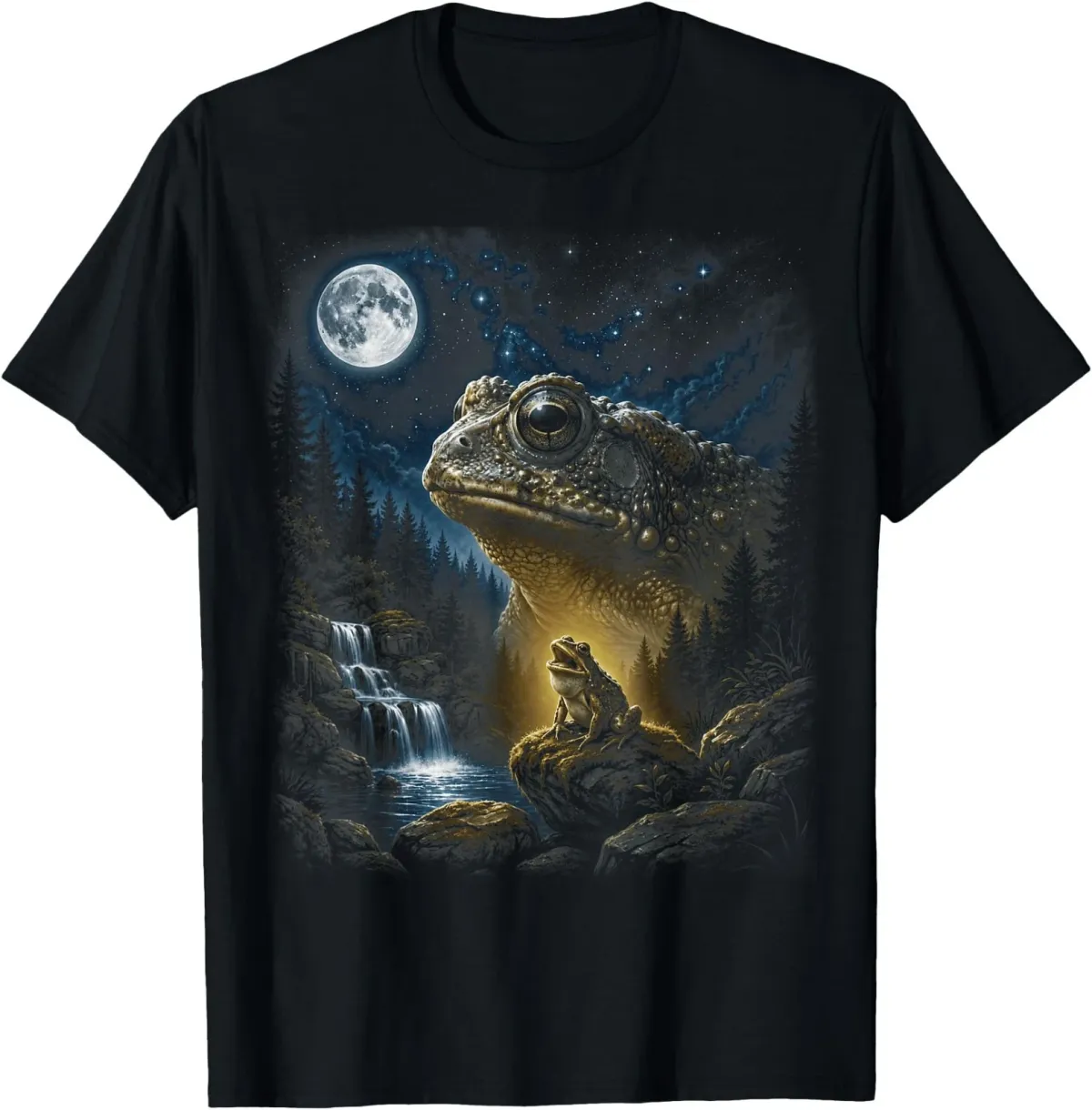 Women's T-Shirts Frog Howling At Moon 90's Retro Nature Forest Animal Graphic T-Shirt_ecoleips.com