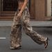 Women's 3D Print Camouflage High-Waisted Straight Leg Sweatpants European American Style with Drawstring Elastic Casual Streetwear_ecoleips.com