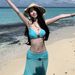 Lake Blue Three Piece Bikini Swimsuit Set Sexy Slim Fit Beach Vacation Long Skirt Flattering Polyester_ecoleips.com