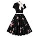 Cross-Border European And American Retro For Women 2025 New Hepburn Print Floral Polka Dot Bow Dress_ecoleips.com