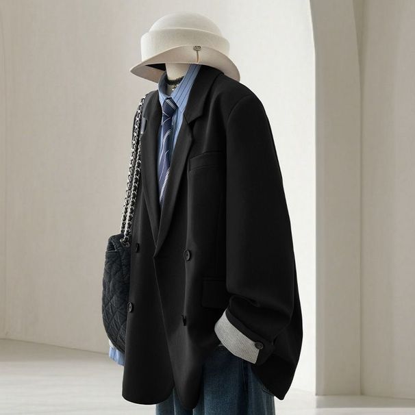 ZOEVA Large Size Gray Casual Versatile Loose And Thin Suit Women's Spring New High-end Design Retro Blazer_ecoleips.com