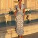 Women's French Style Two Piece Set Digital Print Design V Neck Puff Sleeve Top And Skirt Elegant New Clothing_ecoleips.com