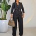Elegant Wide-Leg Jumpsuit With Notch Lapel - Stretchy Polyester Blend For Office & Evening Wear (Black/White/Red/Navy, S-XXXL)_ecoleips.com